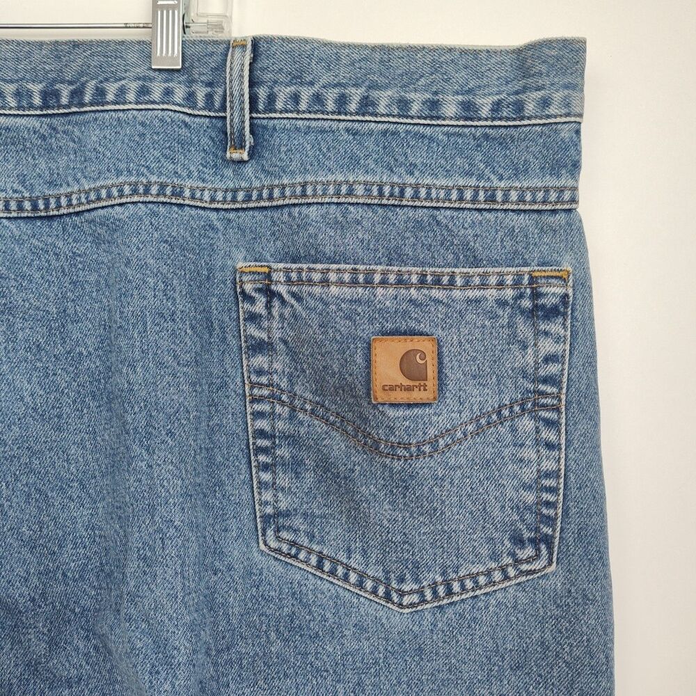 Carhartt Relaxed Fit Jeans Men's 54x30 Medium Blue Wash Straight Leg - Picture 7 of 9